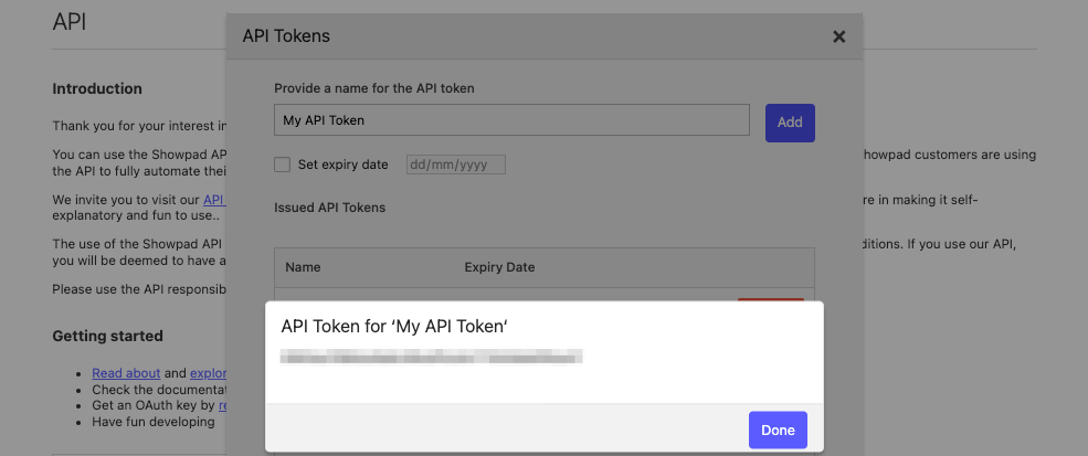 Personal API Token