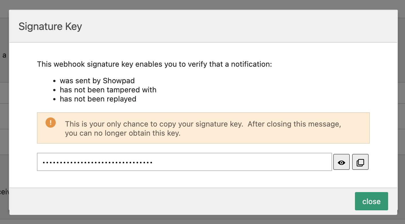 Copy signature key